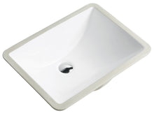 Load image into Gallery viewer, Vuzati 20-1/4” x 15” White Color Undermount Rectangle Bathroom Sink with Chrome Overflow – 7-5/8” Depth