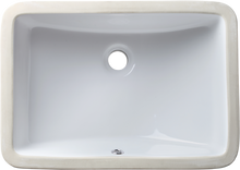 Load image into Gallery viewer, Vuzati 20-7/8” x 14-3/4” White Color Undermount Rectangle Bathroom Sink with Chrome Overflow – 8-1/8” Depth