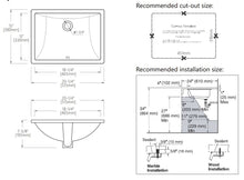 Load image into Gallery viewer, Vuzati 20-1/4” x 15” White Color Undermount Rectangle Bathroom Sink with Chrome Overflow – 7-5/8” Depth