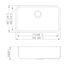 Load image into Gallery viewer, Vuzati 30" X 18" Undermount Stainless Steel Kitchen Sink - Stainless Steel Undermount Sink - Deep Single Bowl Sink Basin - Basket Strainer