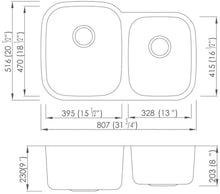 Load image into Gallery viewer, Vuzati 32" 60/40 Undermount Stainless Steel Kitchen Sink - Stainless Steel Undermount Sink - Left Bowl Big Basin/ Right Bowl Small Basin - Basket Strainers - Bottom Grids