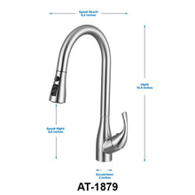 Load image into Gallery viewer, Vuzati Single Handle High Arc Brushed Nickel Pull Out Kitchen Faucet, Single Lever Stainless Steel Kitchen Sink Faucet with Pull Down Sprayer. Premium SS304 Stainless Steel Construction-1879
