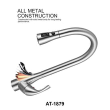 Load image into Gallery viewer, Vuzati Single Handle High Arc Brushed Nickel Pull Out Kitchen Faucet, Single Lever Stainless Steel Kitchen Sink Faucet with Pull Down Sprayer. Premium SS304 Stainless Steel Construction-1879