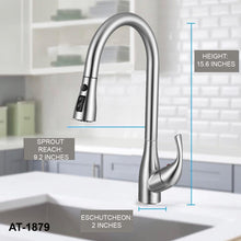 Load image into Gallery viewer, Vuzati Single Handle High Arc Brushed Nickel Pull Out Kitchen Faucet, Single Lever Stainless Steel Kitchen Sink Faucet with Pull Down Sprayer. Premium SS304 Stainless Steel Construction-1879