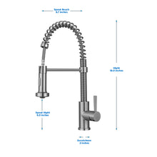 Load image into Gallery viewer, Vuzati Single Handle High Arc Brushed Nickel Pull Down Sprayer Kitchen Faucet, Single Lever Stainless Steel Kitchen Sink Faucet with 360 Degree Swivel. Premium SS304 Stainless Steel Construction-1879