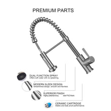 Load image into Gallery viewer, Vuzati Single Handle High Arc Brushed Nickel Pull Down Sprayer Kitchen Faucet, Single Lever Stainless Steel Kitchen Sink Faucet with 360 Degree Swivel. Premium SS304 Stainless Steel Construction-1879