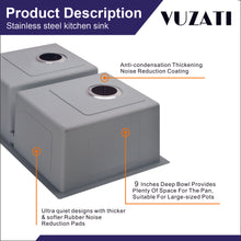 Load image into Gallery viewer, Vuzati 30" L x 18" W Undermount Stainless Steel Kitchen Sink - Stainless Steel Undermount Sink - Deep Double Bowl 50/50 Sink Basin - Basket Strainers