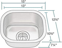 Load image into Gallery viewer, Vuzati 15&quot; L x 12&quot; W Undermount Stainless Steel Kitchen/Bar Sink - Stainless Steel Undermount Sink - Deep Single Basin Bowl - Basket Strainers
