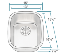 Load image into Gallery viewer, Vuzati 18&quot; L x 15&quot; W Undermount Stainless Steel Kitchen/Bar Sink - Stainless Steel Undermount Sink - Deep Single Basin Bowl - Basket Strainer
