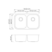 Load image into Gallery viewer, Vuzati 29&quot; L X 18&quot; W Undermount Stainless Steel Kitchen Sink - Stainless Steel Undermount Sink - Double Bowl Sink Basin (50/50) - Basket Strainers
