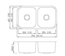 Load image into Gallery viewer, Vuzati 31&quot; L X 18&quot; W Undermount Stainless Steel Kitchen Sink - Stainless Steel Undermount Sink - Double Bowl Sink Basin (50/50) - Basket Strainers
