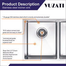 Load image into Gallery viewer, Vuzati 32&quot; L X 18&quot; W Undermount Stainless Steel Kitchen Sink - Stainless Steel Undermount Sink - Deep Double Bowl 50/50 Sink Basin - Basket Strainers
