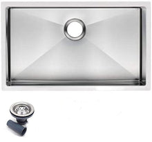 Load image into Gallery viewer, Vuzati 27&quot; L X 18&quot; W Undermount Stainless Steel Kitchen Sink - Stainless Steel Undermount Sink - Deep Single Bowl Sink Basin - Basket Strainer
